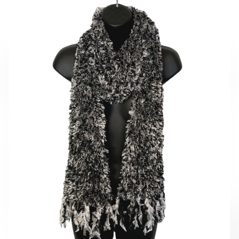 Unique Black & White Boa Thick Handmade Fluffy Soft Scarf